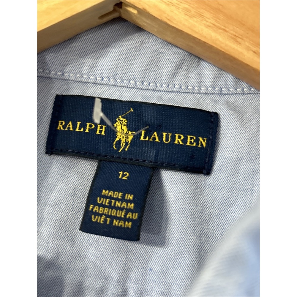 Rare Boys Ralph Lauren Long Sleeve Spelllout Button Down Shirt Sz 12 - Picture 5 of 8